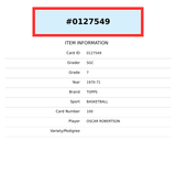 1970-71 TOPPS OSCAR ROBERTSON #100 SGC 7 0127549