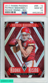 2017 PANINI PHOENIX  PATRICK MAHOMES II#RR-15 ROOKIE RISING-RED OF 299 RC PSA 10 44529326