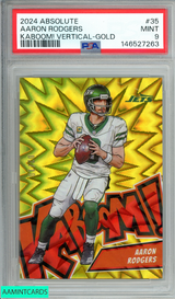 2024 PANINI ABSOLUTE AARON RODGERS #35 KABOOM! VERTICAL-GOLD OF 2 PSA 9 MINT 146527263
