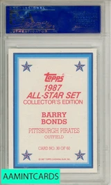 1987 TOPPS ALL-STAR GLOSSY SET OF 60 BARRY BONDS #30 PSA 10 GEM MT 81251381