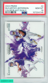 2024 PANINI PRIZM COLOR BLAST DUALS MCCARTHY JEFFERSON #2 RC PSA 10 GEM MT 107204746