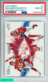 2024 PANINI PRIZM MAHOMES II WORTHY #6 COLOR BLAST DUOS RC PSA 10 GEM MT 102042982