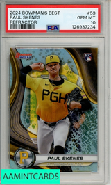 2024 BOWMAN S BEST PAUL SKENES #53 REFRACTOR PSA 10 GEM MT RC 126937234