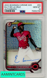 2022 BOWMAN CHROME MEGA BOX AUTOGRAPHS ELLY DE LA CRUZ #ED PSA 10 GEM MT 75650768
