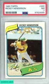 1980 TOPPS RICKEY HENDERSON #482 OAKLAND AS RC PSA 7 NM 87824995