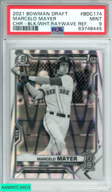 2021 BOWMAN DRAFT MARCELO MAYER #BDC174 CHROME-B W RAYWAVE REF 1ST PSA 9 MINT 63748445