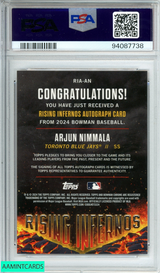 2024 BOWMAN ARJUN NIMMALA #RIAAN RISING INFERNOS AU-ORANGE OF 25 PSA 9 94087738