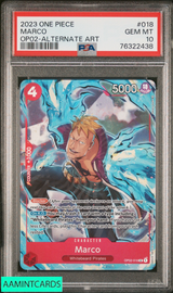 2023 ONE PIECE OP02-PARAMOUNT WAR MARCO #018 ALTERNATE ART PSA 10 GEM MT 76322438