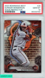2023 BOWMAN S BEST GUNNAR HENDERSON #26 WAVE REFRACTOR RC PSA 10 GEM MT 96449794