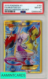 2015 POKEMON XY BREAKTHROUGH FA MEWTWO EX #163 SECRET PSA 8 126659360