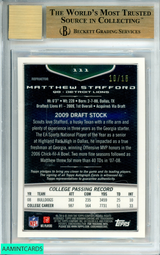 2009 BOWMAN CHROME MATTHEW STAFFORD#111 RKE AUTO ORANGE REF OF 15 BGS 9 AUTO 10 0006552346