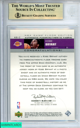 2000-01 SP GAME FLOOR KOBE BRYANT#KB-C AUTH FABRIC FLOOR BGS 9.5 GEM MINT 0017556714