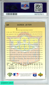 1993 UPPER DECK DEREK JETER #449 GOLD HOLOGRAM ROOKIE PSA 8 NM-MT 93707611