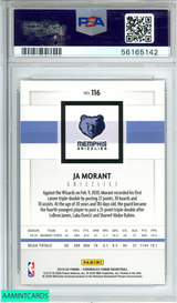 2019 PANINI CHRONICLES JA MORANT #116 MEMPHIS GRIZZLIES RC PSA 10 GEM MT 56165142