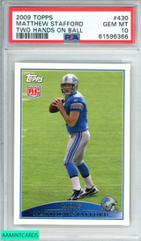 2009 TOPPS MATTHEW STAFFORD #430 TWO HANDS ON BALL RC PSA 10 GEM MT 61596366