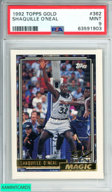 1992 TOPPS GOLD SHAQUILLE O NEAL #362 ORLANDO MAGIC ROOKIE HOF PSA 9 MINT 63591903