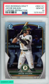 2023 BOWMAN DRAFT JACOB WILSON #BDC121 CHROME-REFRACTOR 1ST PSA 10 GEM MT 137515377