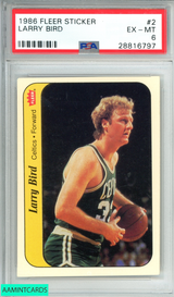 1986 FLEER STICKER LARRY BIRD #2BOSTON CELTICS HOF PSA 6 EX-MT 28816797