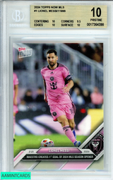 2024 TOPPS NOW MLS LIONEL MESSI #1 INTER MIAMI BGS 10 PRISTINE 0017364398