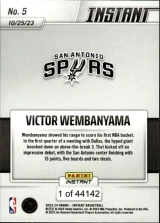 2023/24 Panini Instant Victor Wembanyama #5 ROOKIE CARD /44142