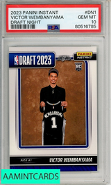 2023 PANINI INSTANT DRAFT NIGHT VICTOR WEMBANYAMA #DN1 PSA 10 RC 80516785