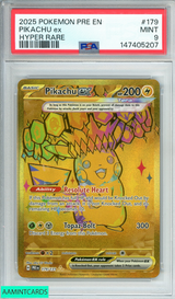 2025 POKEMON PRE EN-PRISMATIC EVOLUTIONS PIKACHU EX #179 HYPER RARE PSA 9 MINT 147405207