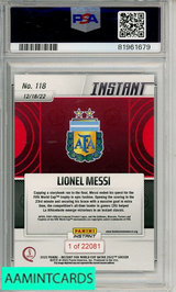 2022 PANINI INSTANT FIFA WORLD CUP QATAR LIONEL MESSI #118 PSA 10 GEM MT 81961679