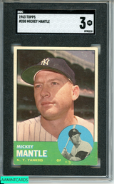 1963 TOPPS MICKEY MANTLE #200 NEW YORK YANKEES HOF SGC 3 VERY GOOD 0990210