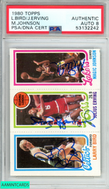 1980 TOPPS SCORING LEADER BIRD ERVING JOHNSON PSA AUTHENTIC AUTO 8 53132242