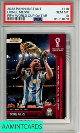 2022 PANINI INSTANT FIFA WORLD CUP QATAR LIONEL MESSI #118 PSA 10 GEM MT 81961678