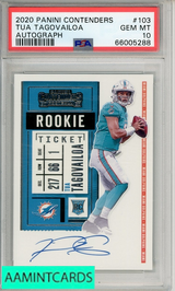 2020 PANINI CONTENDERS TUA TAGOVAILOA #103 AUTOGRAPH PSA 10 GEM MT RC 66005288
