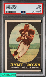 1958 TOPPS JIM BROWN #62 ROOKIE RC CLEVELAND BROWNS PSA 2 GOOD 109760579