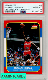 1996 FLEER DECADE OF EXCELLENCE MICHAEL JORDAN #4 PSA 10 70101336