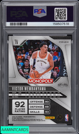 2024 PANINI PRIZM MONOPOLY VICTOR WEMBANYAMA #73 NEBULA SPURS PSA 10 GEM MT 158507518