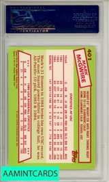 1985 TOPPS TIFFANY MARK MCGWIRE #401 84 USA BASEBALL TEAM PSA 8 NM-MT RC 21415596