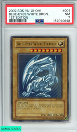 2002 YU-GI-OH! STARTER DECK: KAIBA BLUE-EYES WHITE DRGN  #001 1ST EDITION PSA 7 NM 152040948