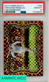 2017 PANINI SELECT CRISTIANO RONALDO #286 CHECKERBOARD PSA 10 GEM MT 73709543