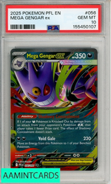 2025 POKEMON PFL EN-PHANTASMAL FLAMES MEGA GENGAR EX #056 PSA 10 GEM MT 155450107