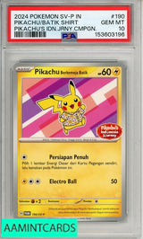 2024 POKEMON INDO SV-P PIKACHU BATIK SHIRT #190 PIKACHU S IDN JRNY CMPGN PSA 10 153603196