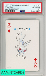 2000 POKEMON SILVER VERSION PLAYING CARDS TOGETIC #176C 3 OF DIAMONDS PSA 10 94025430