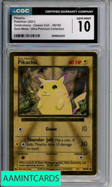 2021 POKEMON CELEBRATIONS CLASSIC COLL GOLD METAL UPC PIKACHU #58 CGC 10 6099043001