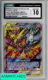 2019 POKEMON HID FATES ETB BPS MOLTRES ZAPDOS ARTICUNO GX #SM210 CGC 10 6180526126