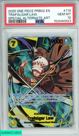 2025 ONE PIECE PRB02-PREMIUM BOOSTER -ONE PIECE CARD THE BEST- VOL 2 TRAFALGAR LAW #119 SPECIAL ALT ART PSA 10 GEM MT 152040923