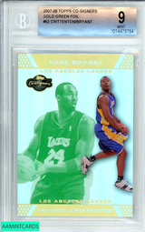 2007-08 TOPPS CO SIGNERS BRYANT CRITTENTON#62 GOLD GREEN FOIL 1 OF 1 BGS 9 MINT 0014475764