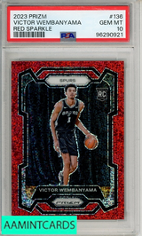 2023 PANINI PRIZM VICTOR WEMBANYAMA #136 RED SPARKLE PSA 10 GEM MT RC 96290921