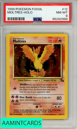 1999 POKEMON FOSSIL MOLTRES-HOLO #12 PSA 8 NM-MT 86282988
