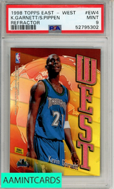 1998 TOPPS EAST - WEST S PIPPEN K GARNETT #EW4 REFRACTOR PSA 9 MINT 52795302