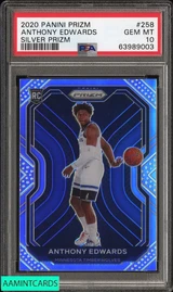 2020 PANINI PRIZM ANTHONY EDWARDS #258 SILVER PRIZM ROOKIE RC PSA 10 GEM MT 63989003