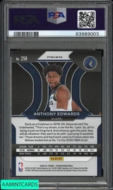 2020 PANINI PRIZM ANTHONY EDWARDS #258 SILVER PRIZM ROOKIE RC PSA 10 GEM MT 63989003