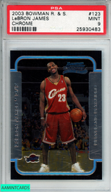 2003 BOWMAN ROOKIES AND STARS LEBRON JAMES #123 CHROME RC PSA 9 MINT 25930483
